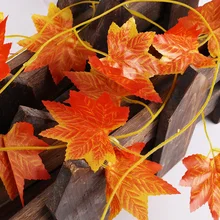 240cm Artificial Vine Garland Autumn Red Maple Leaves Hanging Vines Fake Foliage Wedding Party Home Garden Fall Decoration