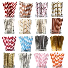 25pcs color paper straws party supply colorful mixed Paper Straw Kids Birthday Party Wedding Decorations Paper Drinking Straws