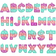 26PCS Letters Keychain Mini Fidget Keychain Pop Fidget Toys Fidget Pop Anti-Anxiety Stress Reliever Sensory Toys for Kids Adults