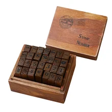 28 Pcs/Box Retro Alphabet Stamps Wooden Rubber Material Letters Numbers Pattern For Handmade Decors Seal The Diary Notepad Paper