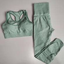 2PCS Vital Rise Seamless Yoga Sets Women Gym Clothes Fitness High Waist Leggings+Push Up Sport Bra Female Sportswear Workout Set