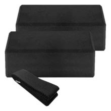 2Pcs Yoga Block And Yoga Strap Set  High Density EVA Foam Block To Support And Improve Poses And Flexibility