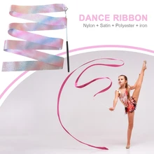 2m/4m Flashing Glitter Dance Ribbon Gymnastics Ballet Twirling Stick  Kids Toys Sports Training Practicing Accessories