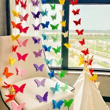 2m Color Butterfly Shaped Paper Buntings For Romantic Wedding Birthday Festival Party Banner Hanging Decorations 3D Butterfly