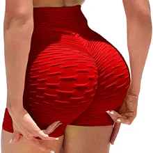 2pc Sexy Wrinkled Yoga Pants High Waist Seamless Leggings Yoga Shorts Push Up Leggins Sport Women Fitness Sport Shorts Blue Red
