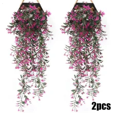 2pcs Artificial Ivy Flowers Vine Garland Artificial Plants Hanging Home Decor Wedding Christmas Decorations 2022