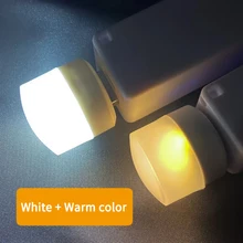 2pcs USB Plug Night Light Mobile Power Bank Charging USB Mini Book Lamps LED Eye Protection Reading Light Small Round Lamp