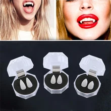 2pcs/set Dentures Zombie Vampire Teeth Ghost Devil Fangs Props Costume Party Fancy Dress Costume Accessory SA874494