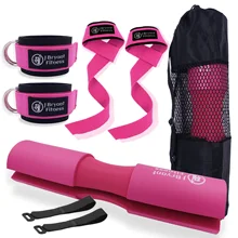 3 in 1 Barbell Pad Set with Carry Bag Weightlifting Wrist Wraps and Gym Ankle Straps for Lunges Hip Thrust Powerlifting Deadlift
