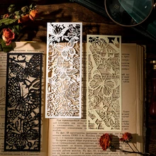 3 pcs/lot Hollow out Decorative paper Bookmark Romantic butterfly flower Ornamental reading props Writing records Stationery