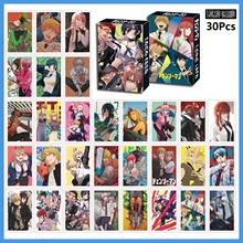 30 Sheets/Set Chainsaw Man Denji Makima Aki Hayakawa Power Pochita Lomo Card Mini Postcard DIY Anime Greeting Card Birthday Gift