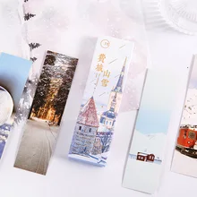 30/box Bookmarks City Snow Scene Creative Illustration Good Wishes Gift Message Card Book Page Folder Student Reading Stationery