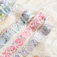 30 packs Wholesale tape flowers watercolor bottle plant colorful collage material base paper Fashion art scrapbooks 6 types