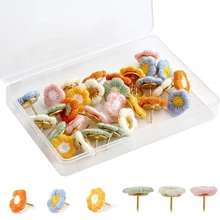 30Pcs Flower Shaped Thumb Tacks Colorful Push Pins Cute Decorative Thumb Tack for Home Office Decorative Drawing Pins