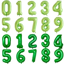 32/40inch Light Green number balloons Foil Balloon Jungle Safari Birthday Balloon Party Baloon 0 1 2 3 4 5 6 7 8 9 globos Balls