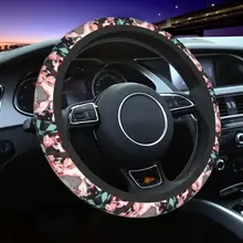 38cm Anime Demon Slayer Steering Wheel Cover Women Men Kimetsu No Yaiba Auto Car Steering Wheel Protector for SUV Car 15 inch