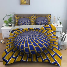 3D Abstract Geometric Duvet Cover Twin Queen Psychedelic Spiral Swirl Microfiber Bedding Set Print Comforter Cover Pillowcases