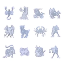 3D Design Coaster Mold 12 Zodiac Shape Craft Art Epoxy Resin Liquid Mold for DIY Making Agate Coaster Mould Home Decor