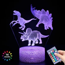 3D Dinosaur Desk Lamp Touch Control Remote Night Light 7/16Color Cartoon Table Lamps Home Decor for Kid Birthday Christmas Gift