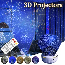 3D Galaxy Projector Starry Sky Color Changing LED Night Light Planetarium Children Bedroom Geometric Night Lights Lamp