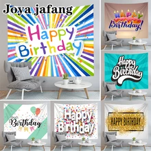 3D Happy Birthday Print Polyester Camping Mat Home Tapestry Wall Hanging Cloth Blanket For Living Room Decoration Customize Size