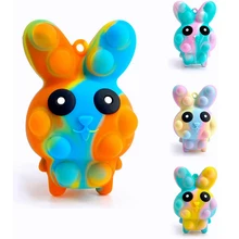 3D Rabbit Pop Fidget Toy for Easter Birthday Gifts Kids Adults Stress Relief Toy Squeeze kawaii Bunny Sensory Toys