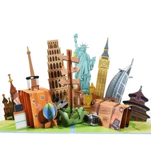 3D  Up Cards 3D Greeting Card with Envelope Handmade Travel Card for Christmas Valentine Birthday Business Invitation