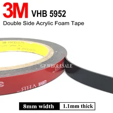3M VHB 5952 Black Heavy Duty Mounting Tape Double Sided Adhesive Acrylic Foam Tape 8mmx3Mx1.1mm