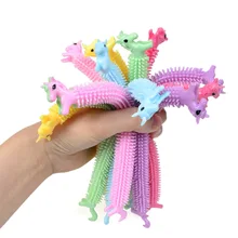3PCS Funny Unicorn Pull Worm Noodle Fidget Toys Stretch String TPR Rope No Stress Toys String Stress Relief Autism Vent Toy