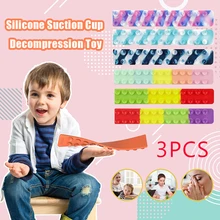 3PCS Suction Cup Square Pat Pat Silicone Sheet Squidopop Fidget Toy Children Stress Relief Squeeze Toy Antistress Soft Squishy