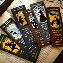 3Pcs Retro Hot Bronzing Paper Bookmarks Moonlight Fairy Tales Series Reading Bookmark Students Book Page Marker