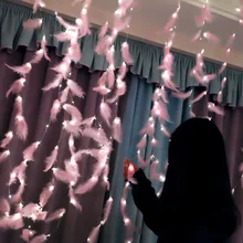 3m LED Feather String Lights Garland Curtain Fairy Lamp USB Remote Control Christmas DIY Decorations for Home Bedroom Window