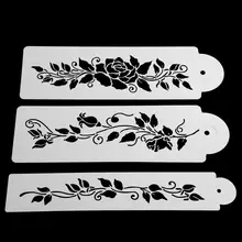 3pcs/set Tree Vine Flower Leaves Fondant Cake Stencil Mold Border Lace Decor Icing Sugarcraft Tools Spray Flower Template