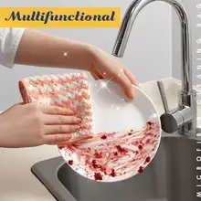 3x Anti-grease Wiping Rags Home Washing Dish Kitchen Cleaning Towel Kitchen Efficient Super Absorbent Microfiber Cleaning Cloth