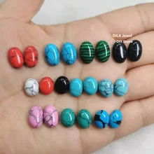 3x5 4x6 5x7 6x8 8x10 8x12 10x12mm Half Oval Green/blue/pink/white/black/red Turquoise Stone Cabochons Flat Back Cabochons