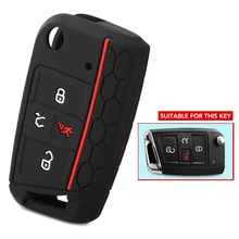 4 Buttons Silicone Car Key Cover Case for VW 2016 2017 2018 2019 2020 Golf 7 ALLTRACK MK7 for Skoda Octavia A7