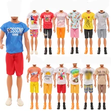 4 Sets Men Outfit Casual Beach T-Shirt Shorts Trousers Pants Accessories Fashion Clothes for Barbie Friend for Ken Doll Toys