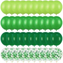40pcs Green Balloons Set Metallic Confetti Balloon Jungle Safari Animal Birthday Party Decorations Kids Boy Baby Shower Favors