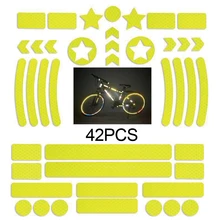 42Pcs Bicycle Body Reflective Sticker MTB Scooter Helmet Body Reflective Sticker Night Safety Logo Grid Stripe Warning Strip
