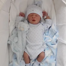43CM Reborn Baby Doll Closed or Open Eyes Newborn Already Finished 3D Painted Art Collection Doll Full Vinyl Girl Kids Gift