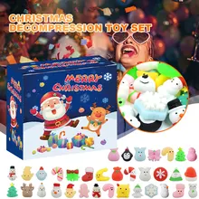 48 Grid Advent Calendar Non-Toxic TPR Soft Glue Ornaments Toys Washable Festival Countdown Calendar for Children Christmas Gifts