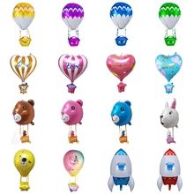 4D Cartoon House Hot Air Balloons Cartoon Bear Rabbit Heart Rocket Shape Foil Helium Globos Kids Birthday Party Decorations Gift