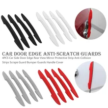 4PCS Car Side Door Edge Protector Protective Strip Scrape Guard Bumper Guards Handle Cover 3D Sticker car styling emblem