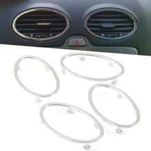 4PCS For Ford Focus 2 2005-2013 air conditioning ABS chrome trim outlet decoration circle ring auto accessories