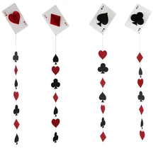 4PCS Poker Theme Theme Party Honeycomb Spade Heart Diamond Club Hanging Decoration Party Decorations Card Banner Latte Items
