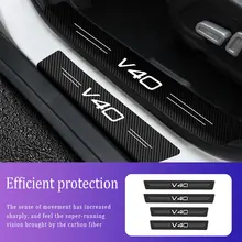 4Pcs Car Stickers Threshold For Volvo V40 V60 V90 XC40 XC60 XC90 Logo Anti Scratch Door Sill Protector Carbon Fiber Accessories