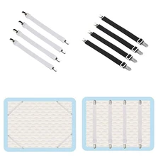 4Pcs Elastic Bed Sheet Grippers 2Clips Belt Fastener Bed Sheet Clips Non-slip Bed Sheet Clamp Mattress Cover Blankets Holder
