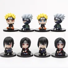 4Pcs/Set Anime Naruto Action Figure Toys Uzumaki Naruto Kakashi Sasuke Itachi Collectible Models Cartoon Dolls Children Gifts