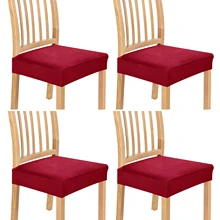 4pcs Banquet Hotel Home 1 Seater Washable Square Protective Solid Chair Cover Stretch Soft For Dining Room Wedding Restaurant