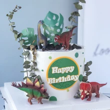 4pcs Birthday Dinosaur Cake Decor Jungle Jurassic Cake Topper Dinosaurs Baby Shower Birthday Safari Party Decorations Supplies